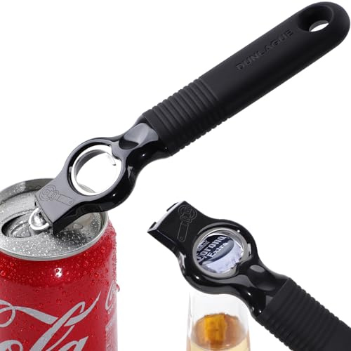 DUNLAGUE 2-Pack Magnetic Beer Bottle Opener & Soda Can Opener, 2-in-1 Bottle Opener and Can Tab Opener Tool for Bartender, Long Nails, Arthritis, Seniors, Silicone Handle with Build in Magnet - Black