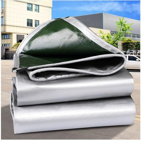 Gartenplane Schutzplane Gewebeplane Plane mit Ösen Abdeckfolie Poolplane Holzplane Allzweckplane, 0.35mm für Pool Gartenmöbel Trampolin Auto, Anpassbar blais (Color : Silver, Size : 8x15m)