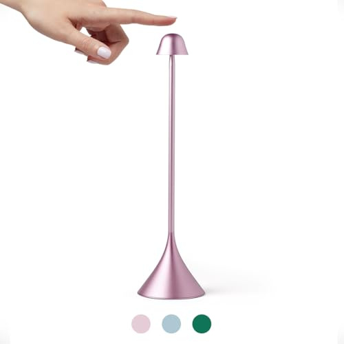 Lexon Steli Lampe de Table Design Tactile et Synchronisable, 9 couleurs LED & Luminosité Ajustable idéal pour chevet ou bureau, Rechargeable Sans Fil, luminaires Intérieur et Extérieur - Rose Pâle