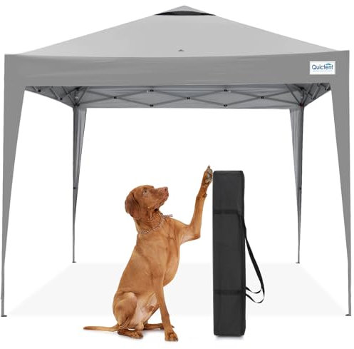 Quictent Pavillon 3x3m Wasserdicht Faltpavillon Stabil Winterfest, Pop-Up Klicksystem, UV-Schutz 50+, Gartenzelt, Partyzelt, Festzelt hellgrau