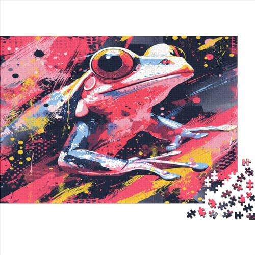 Gefärbter Frosch Puzzle Erwachsene Holz Puzzles 1000 Teile Rätsel Große Herausforderndes Geschicklichkeitsspiel Für Die Ganze 1000pcs (75x50cm)