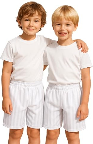 A2Z 4 Kids Flickor Pojkar Skugga Rand PE Shorts Sport Paket om 2 Fotboll - Shadow Shorts 2 Pack White 11-12