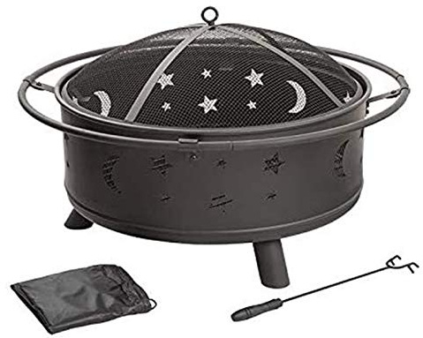 Bracieri da Esterno Braciere da Esterno a Legna, Riscaldatore per Braciere da Giardino Multifunzionale per Terrazza, Fuoco per Barbecue, Rivestimento Resistente al Calore, Telaio in Acciaio con C