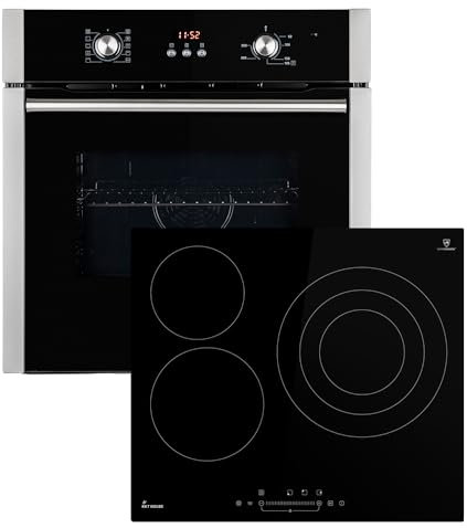 Conjunto: 45cm Horno electrico empotrable EB4505ED + 45cm Placa vitrocermica KF4500RL | Función Pizza | Parrilla | Aire circulante | Temporizador automático | SET4505KF45RL
