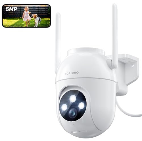 TOAIOHO Überwachungskamera Aussen - 5MP Kamera Überwachung Aussen 2,4/5Ghz WLAN IP Kamera Outdoor Außenkamera Kabel 360°PTZ Videoüberwachung Aussen Camera Dome Homekit mit Automatischer Verfolgung