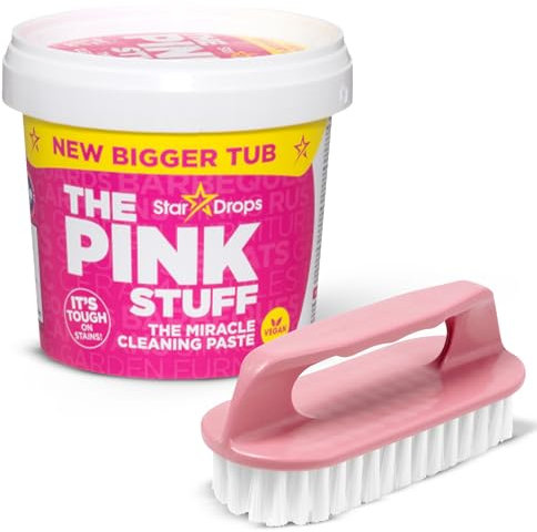 The Pink Stuff Miracle Cleaning Paste 850g + Scrubbing Brush Set | Tough Stain Remover for Kitchen, Bathroom & Surfaces | All-Purpose Cleaner for Tiles, Cookers, Sinks & More