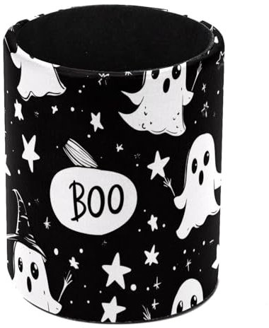 Halloween White Ghosts Desk Pen Holder, Pencil Pen Desk Organizers, Pencil Holder Pencil Case Cup Pencil Bag for Desk Office Pen Case for School, Kids