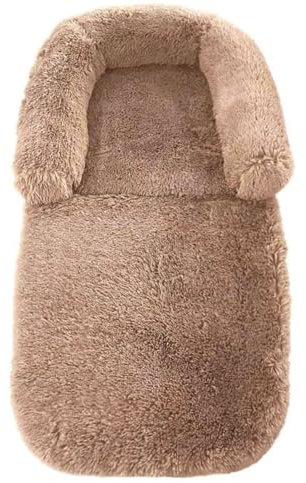 WEIDPHL Faltbares Hundebett, 2-In-1 Waschbares Schlafsofa, Memory Foam-Couchbett, Orthopädisches Hundesofa Aus Kunstfell, Relaxsofa Für Erwachsene, Haustiere,Khaki
