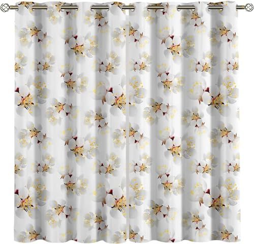 Vorhang Kinderzimmer Blumenpflanzen Kinder Vorhänge Mit Ösen Polyester Gardinen Thermovorhang Blickdicht Ösenschal Kindergardinen 140X160 cm (B + H) Für Wohnzimmer,2Er Set-389936507