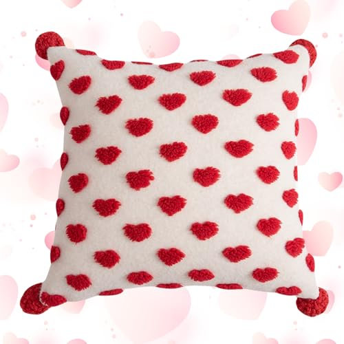 Kaezuy Valentine's Day Kissenbezüge Dekorativer Kissenhülle Herz Muster Zierkissenbezüge 45x45cm Plüschkissen Fellkissen Couchkissen Kissenhülle Zierkissenbezug für Wohnzimmer (Bälle A)