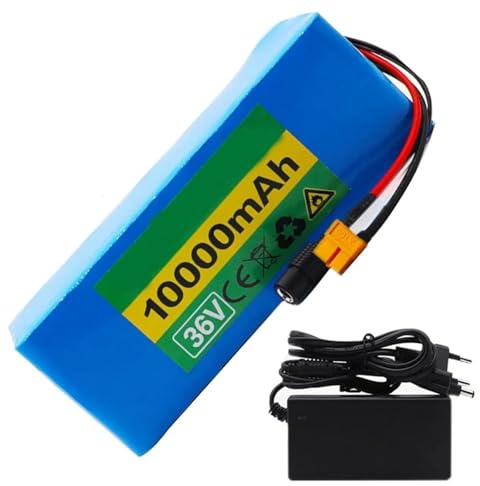 QmEna Batería de Iones de Litio (36 V, 10 Ah, 36 V, 10S4P), Impermeable, de PVC, de Alta Potencia, para Motores de 250 W, 350 W y 500 W 36V 10AH,T Plug