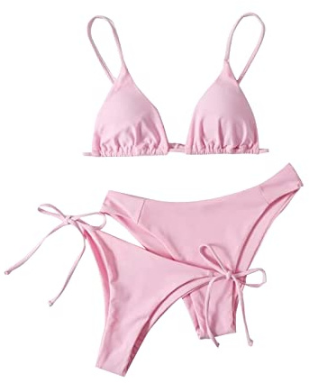 uxxnjfg Costumi da Bagno Donna Curvy 3 Pezzi Bikini Brasiliana Push Up Eleganti Bikini Triangolo Tanga Estate Piscina Vita Alta Swimsuit