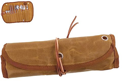 Camping Flatware Set with Roll Bag Stainless Steel