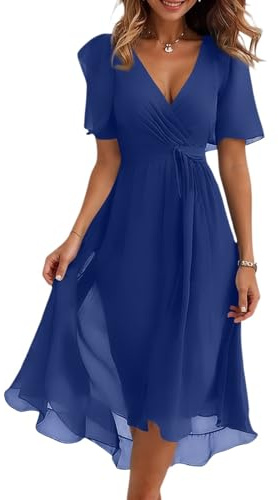 Vestido Invitada Boda Fiesta Elegantes Elegante Vestido Largo Mujer Verano Boho Manga Corta De Graduación Coctel Ropa Fiesta Casual Algodon Prom Dress(Azul,L)