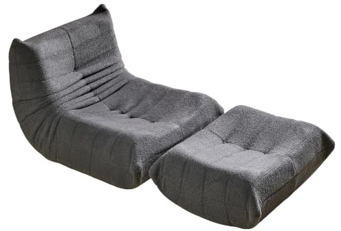 okwish Bodensofa mit Fußhocker, ohne Montage, Grau, 112 cm breit