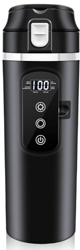 Reisewasserkocher Auto, 500ml DC 12V/24V Auto Reise Elektrischer Wasserkocher, Auto Wasserkocher mit Anti-Spill Deckel, 304 Edelstahlauskleidung, Car Water Kettle, Variable Temperaturregelung