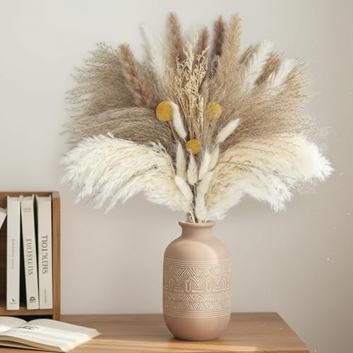 crafity Pampasgras Deko für Vase Trockenblumen 44cm Pampasstrauß Elegantes Getrocknete Blumen Deko Getrocknetes Pampasgras Bouquet für Tischdeko Zuhause Whonzimmer