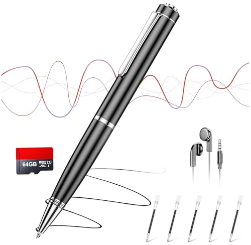 Grabadora Digital 64GB, Dictáfono de Voz con Reproducción y Grabación con Un Toque, Reproducción con Reducción de Ruido DSP y Audio HD,Conferencias, Grabador de Audio