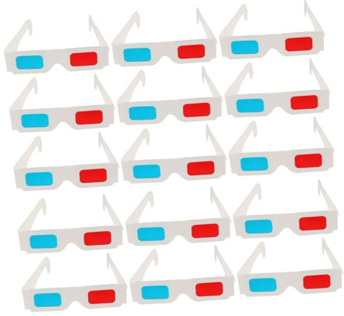 TOYANDONA 60 pièces Lot Lunettes Papier 3D Rouge et Bleu Lunettes Cinéma Jetables Carton pour Films et Jeux Cadre Blanc Adapté à Tous Âges