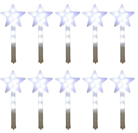 JTQYFI Leuchtende Zauberstäbe Leuchtende Stäbe LED Blinkstab Set Mit 10 Bunten Sternen Feenstäben Kindergeburtstagsparty Versorgung Blinkender Leuchtstab