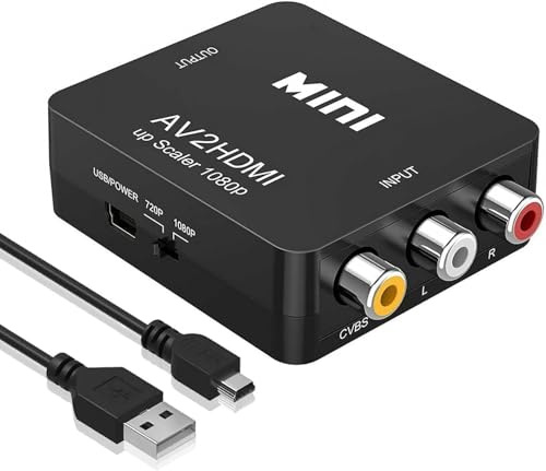 DUOBAGMA RCA to HDMI, AV to HDMI Converter, 1080P 4k Video Audio TV 3 RCA CVBS HDMI with USB Charging Cable