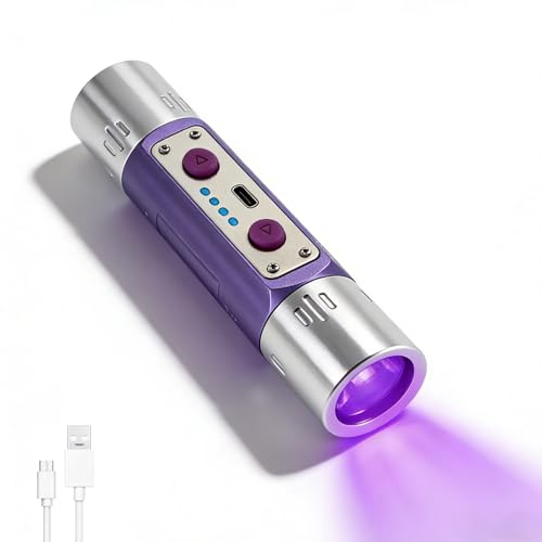 Yanmis Linterna, 254 Nm, Luz Violeta de Doble Cabeza, USB, Recargable, LED Ultravioleta, Detector Portátil para Joyería, Tinta, Moneda, Agente Fluorescente