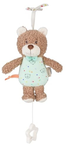 Sterntaler Spieluhr S Bär BO, Kinder- und Babyspielzeug, weicher Flausch, zum Anbinden, herausnehmbares Spielwerk, Sternengriff, Melodie „La Le Lu“, 19×16×7 cm, Hellbraun