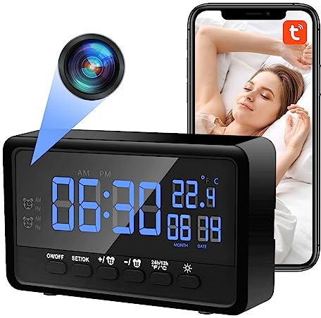 Nisanmoon Wecker, WLAN, versteckte Kamera, HD 1080P, versteckt, mit Weckfunktion, Mini-Spionagekamera, WiFi 2,4/5 GHz, unterstützt Nachtsicht und Bewegungserkennung