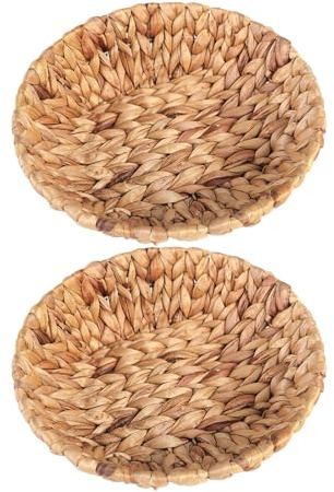Cestino portaoggetti rotondo in fibra naturale realizzato in giacinto d ' acqua, ideale per in ordine lo spazio e un cesto naturale intrecciato a mano