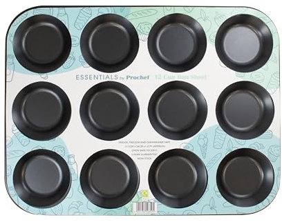 Everyday Baking KB1038 Non-Stick Premium Coated 12 Cup Bunsheet Tray - 31.5cmx24cmx1.2cm , Black