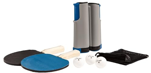 Champion Sports Anywhere Table Tennis: Ping Pong Paddles, Balls, and Portable Net & Post Set To Go, 10.1L x 10.1W x 3.2H