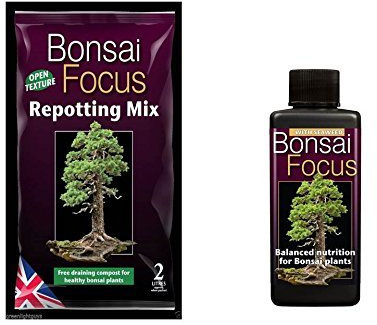 Bonsai Focus Repotting Mix 2L and 100ml Bonsai Focus Nutrient Feed with Seaweed