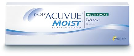 ACUVUE MOIST 1-DAY Multifocal Tageskontaktlinsen spenden Feuchtigkeit – Tageskontaktlinsen mit 0.75 dpt, Add. Hoch und BC 8.4 – UV Schutz & Komfortables Tragegefühl – 30 Linsen