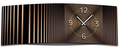 dixtime Wanduhr XXL 3D Optik abstrakt Bronze 30x90 cm leises Uhrwerk GL-007