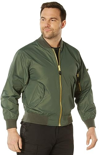 Rothco Lightweight Enhanced Nylon MA-1 Flight Jacket – Bomber Style Spring Fall Coat, Sage Green, XL