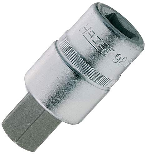HAZET Schraubendreher-Steckschlüsseleinsatz 986-6, Kurze Ausführung | 1/2 Zoll (12,5 mm) Vierkant hohl, Antrieb 1/2 Zoll (12,5 mm) Vierkant hohl, Abtrieb Innensechskant Profil, Klinge Sonderstahl