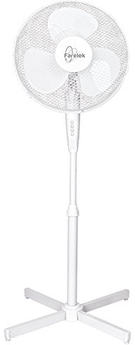 Farelek Ventilateur sur pied TENESSEE 50W Ø40cm, corps et pales en plastique blanc, hauteur 10-130cm, 3 vitesses, tête oscillante 180°