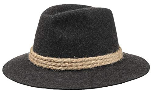 Ur-tyrolsk traditionell hatt – almhatt män/kvinnor – vandringshatt av 100 % ullfilt – oktoberfesthatt med ripsfoder – tyrolsk hatt sommar/vinter – filthatt, antracit, 57