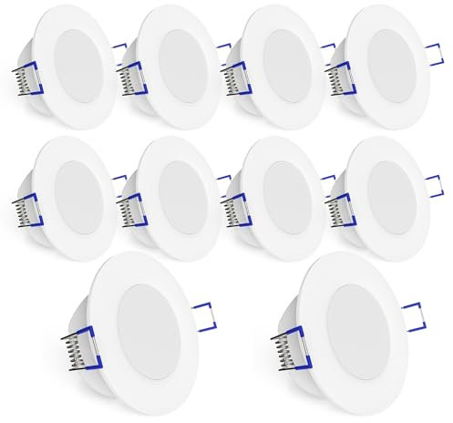 linovum® WEEVO IP44 LED Decken Einbauleuchten 10er Set extra flach - Strahler Spot neutralweiß für Bad, Küche, Möbel, Außen