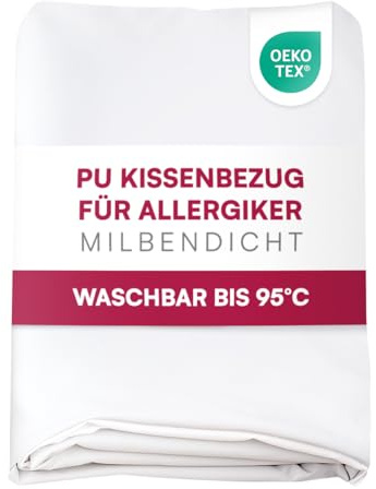 Clinotest Wasserdichter Kissenbezug 80x80 cm – Hypoallergene, Milbendichte Kissenhüllen, Atmungsaktive PU-Membran, Reißverschluss, Kochfest bis 95 °C, Oeko-TEX Zertifiziert, Hotelqualität
