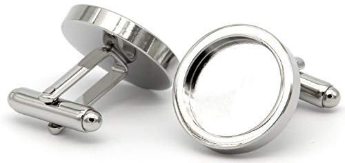 NaturSchatulle Manschettenknöpfe Rohlinge Silber I 3 Paar Runde Cabochon Fassungen Hochwertige Accessoires Basteln DIY Schmuckherstellung Nickelfrei