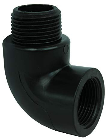 GASMIS PP Gewindefitting Schraubfitting, Winkel 90° AG x IG - 3/4x3/4, 26,44mm Außengewinde x 24,20mm Innengewinde, 5 Stück