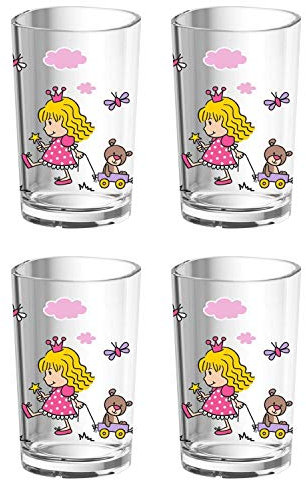 EMSA 516274 Prinzessin Kindertrinkbecher, 200 ml, Hochglanzkunststoff SAN, klar (4 Stück)