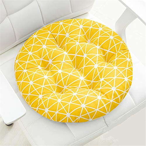 RAILONCH 2er Set Stuhlkissen, Rund Sitzkissen Baumwolle Stuhlauflage Tatami Kissen Komfortable Sitzpolster Kissen für Innen Außenbereich Chair Cushion (Gelbes,35x35cm)