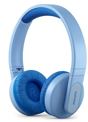 Philips TAK4206BL/00 Over Ear Bluetooth Kinder Kopfhörer Kabellos, Farbige LED-Leuchten, App mit Kindersicherung und 85dB Lautstärkebegrenzung, mit weichen Ohrpolstern, Blau, Einheitsgröße