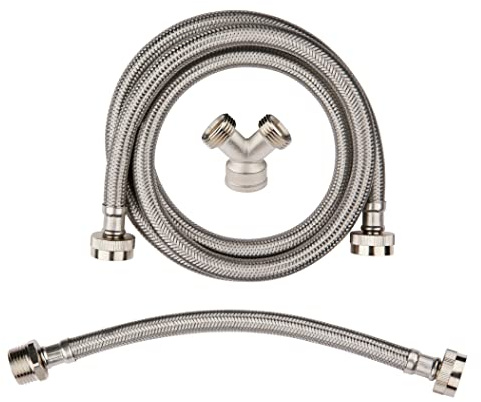 EFIELD Steam Dryer Installation Kit, Stainless Steel Hoses, 6 ft Length Hose with 3/4 FHT 90 Degree Elbow,1 ft Inlet and Y Connector for Hose Splitter,(HOSE008)