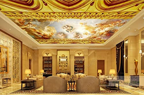 HGFHGD Golden Cloud Angel 3D Deckentapete Wohnzimmer Wandbild Schlafzimmer Dekoration Wandaufkleber Kunst Malerei