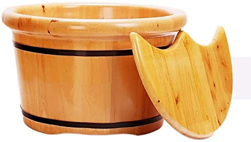 Foot Tub Wooden Foot Basin Solid Wood Foot Bath Barrel, Household high-deep Barrel Wood Over The Calf, Solid Wood Footbath Small Wooden Barrel foot Bath Wooden Bucket Foot Spa Household Wash Ba