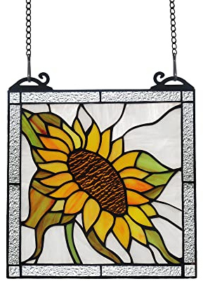 HAOSUM Sonnenblumen-Buntglas-Paneele, zum Aufhängen, Sonnenblumen-Sonnenfänger, handgefertigte Kunst, elegante Dekoration, Fenster oder Wanddekoration für Wohnzimmer, Schlafzimmer.