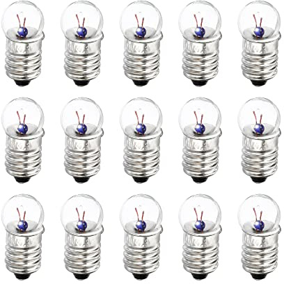 sourcing map E10 Screw Base Miniature Bulbs DC 2.5V Warm Yellow Light Mini Lamps with Storage Box, 1 Set/15 Pack